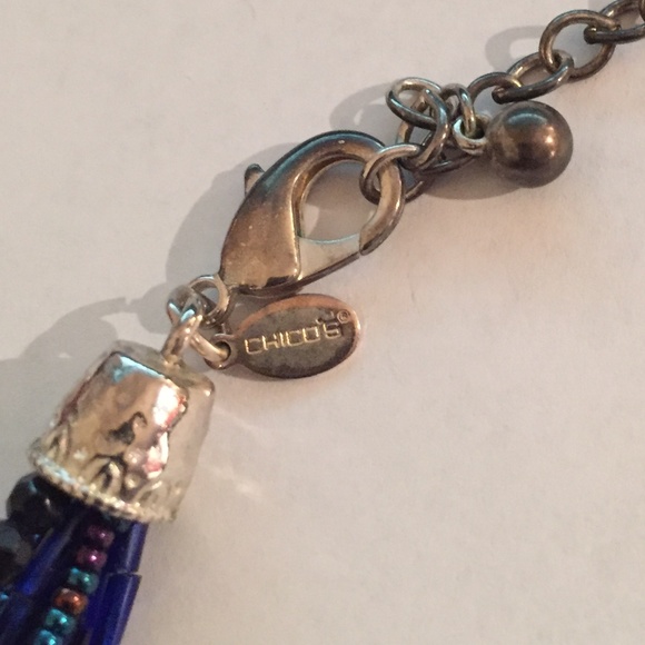 CHICO'S BLUE MULTI STRAND BEADED FLOWER NECKLACE - Picture 3 of 3